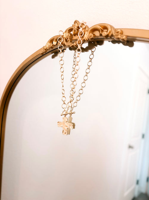 Chunky Vintage Gold Cross Necklace