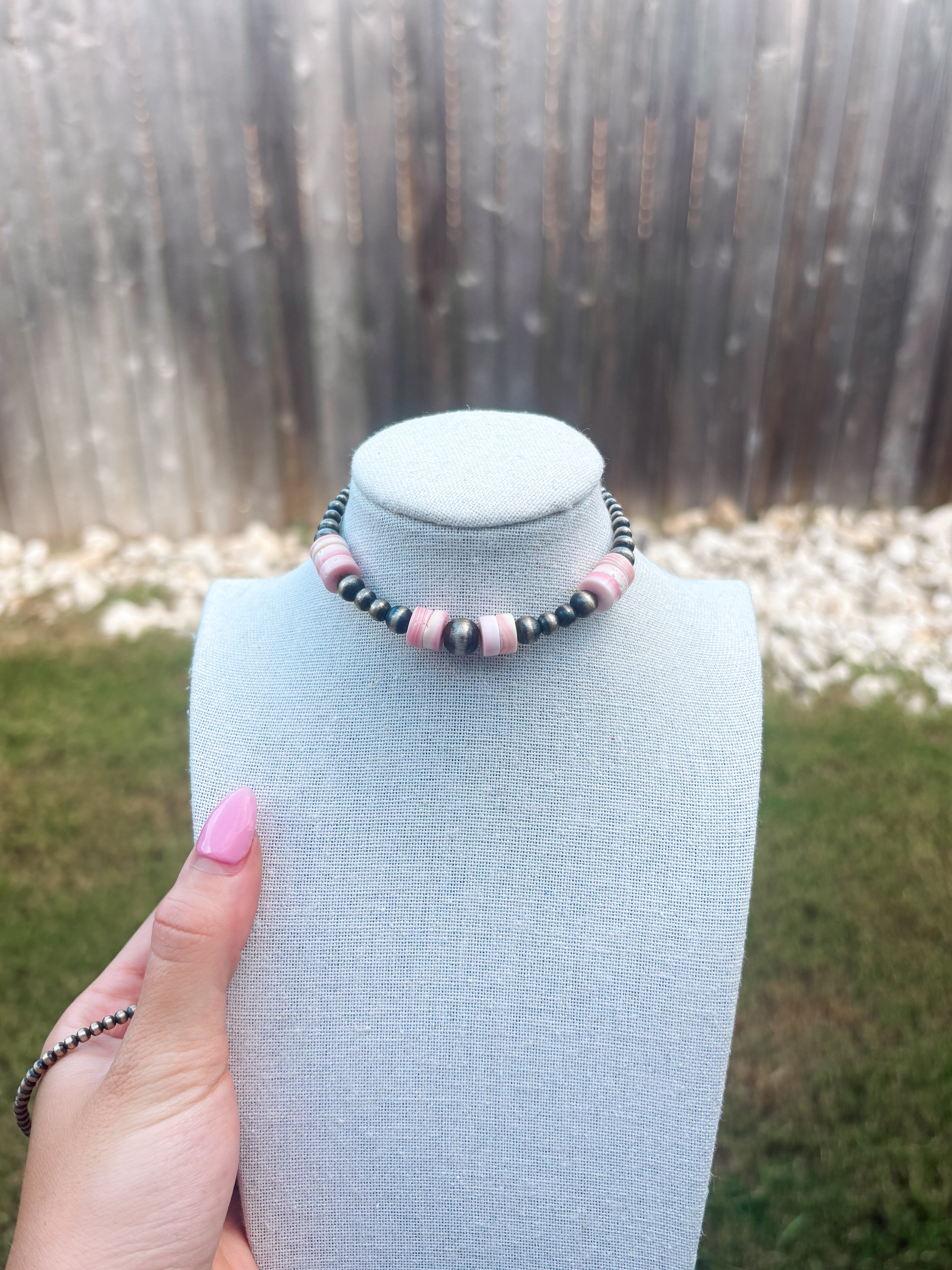 Navajo Pearl Bracelet- Pink Accents