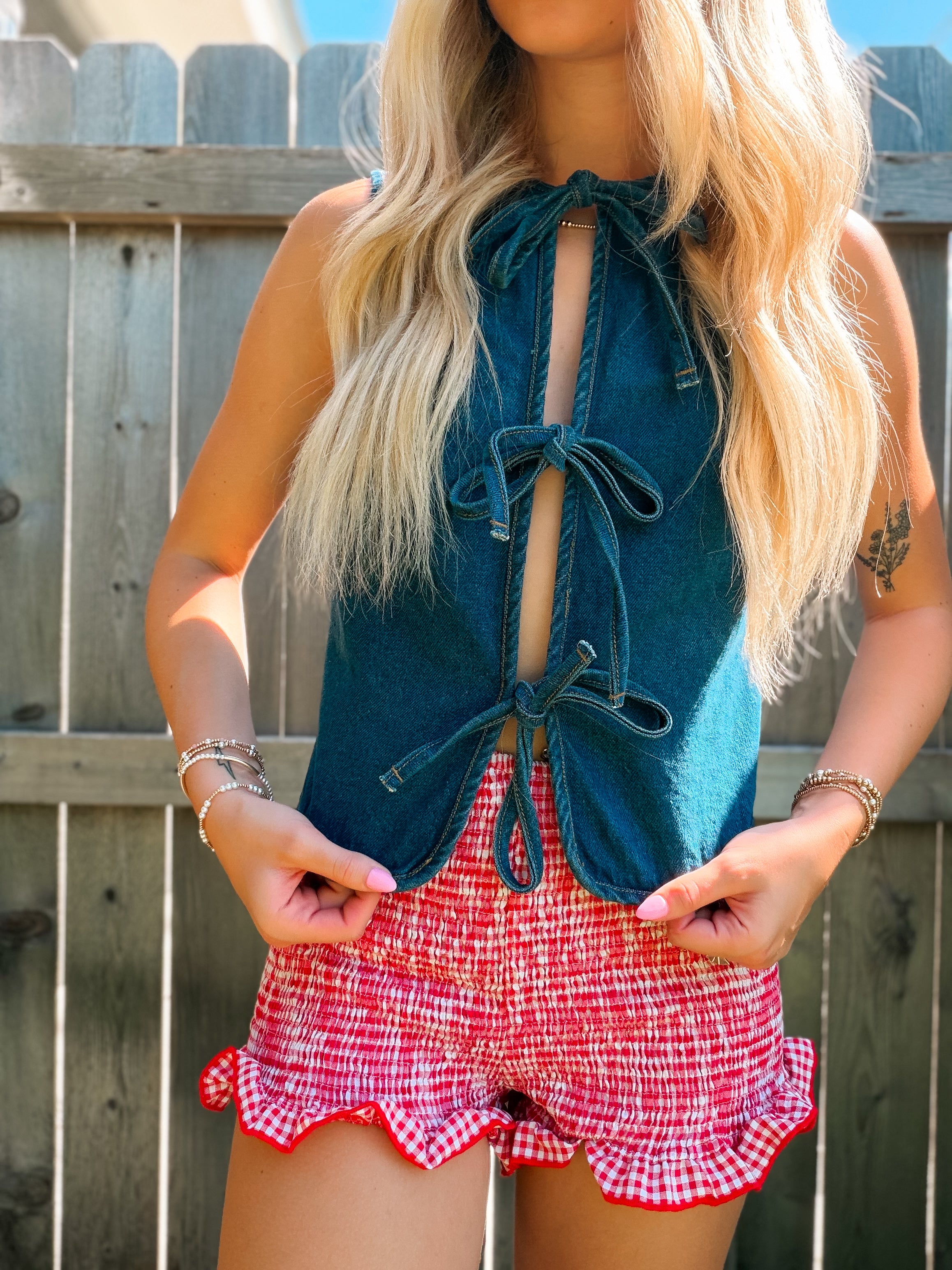 Denim Tie Rodeo Top