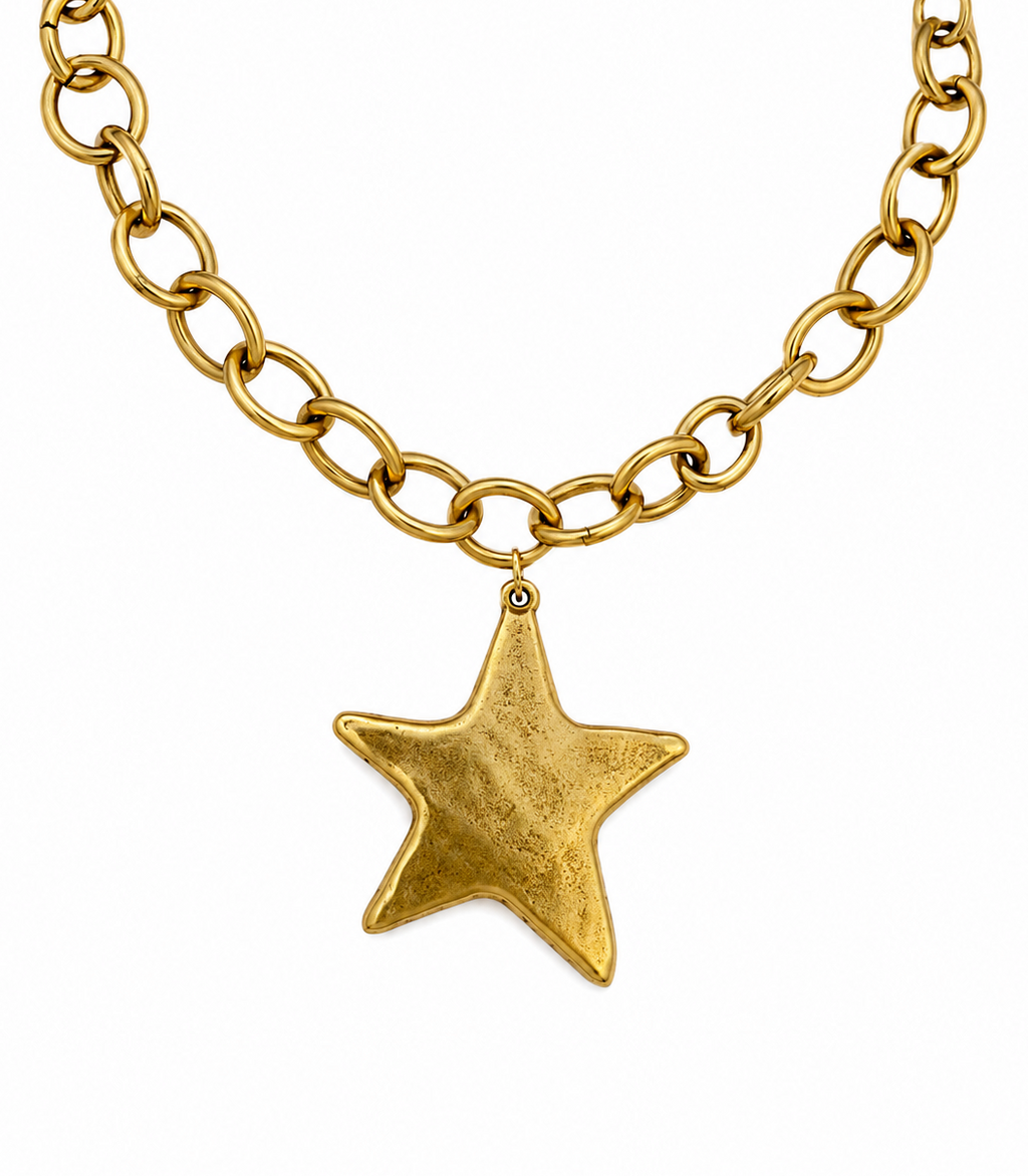 Chunky Vintage Gold Star Necklace