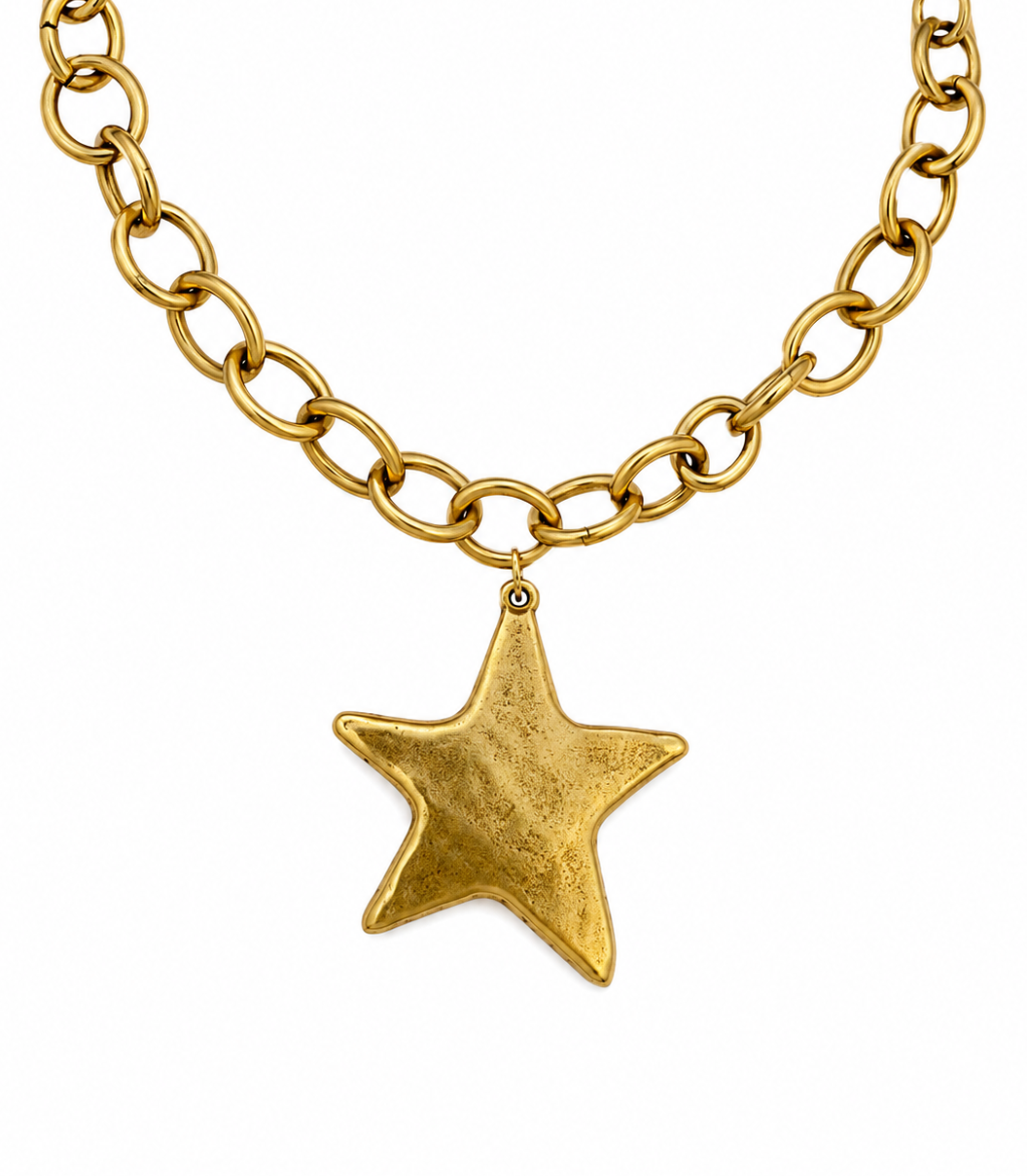 Chunky Vintage Gold Star Necklace